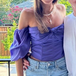 DO+BE Vibrant Purple Off-Shoulder Blouse